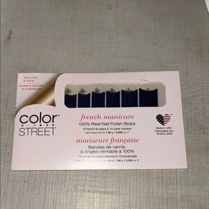Color Street French Manicure Nail Strips - Midnight Blue and White In a Flurry